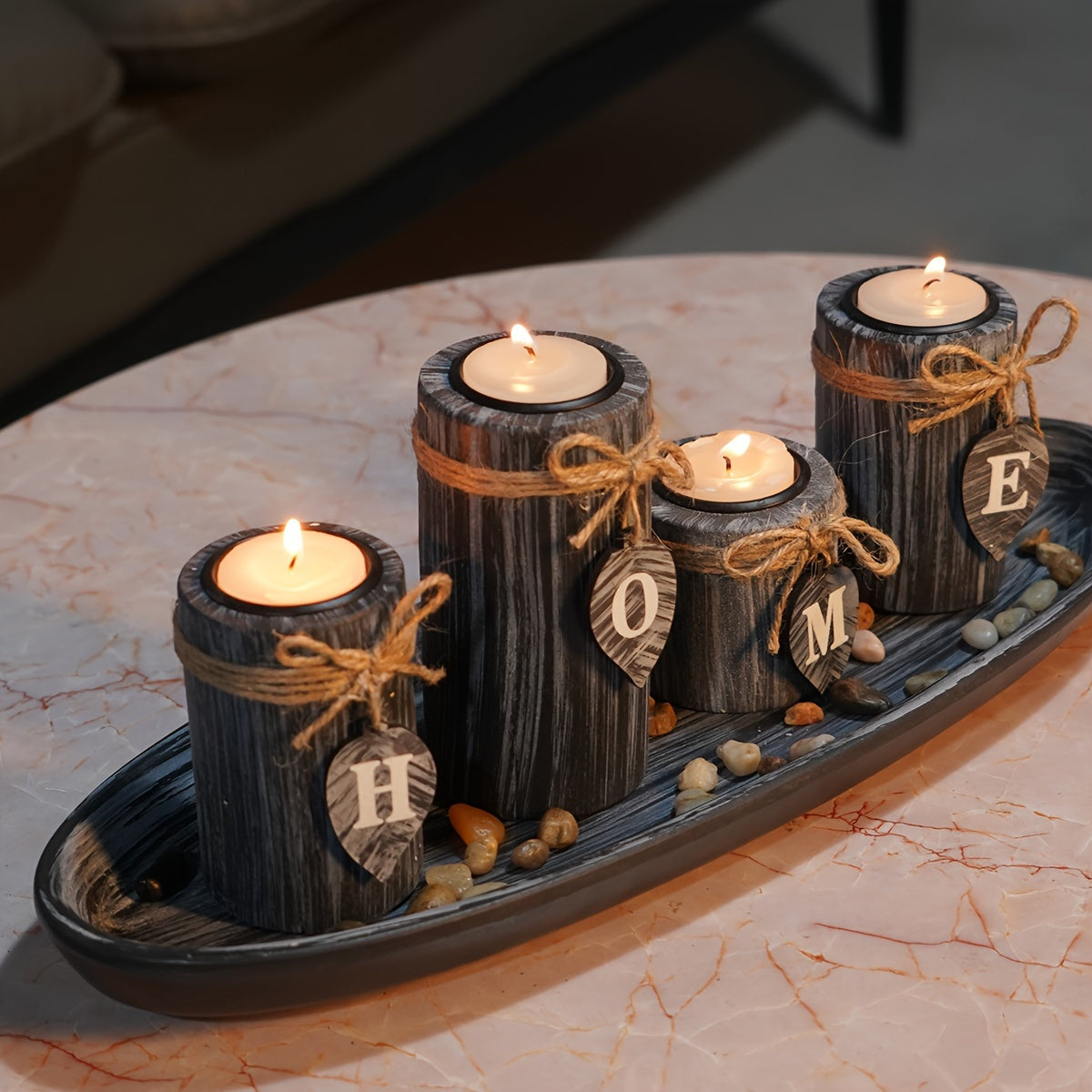 Ensemble de 1 support à bougie élégant en bois rustique – Accent de décoration romantique pour la maison, idéal pour les dîners, mariages et anniversaires – Présentoir de table polyvalent, parfait pour les célébrations saisonnières.
