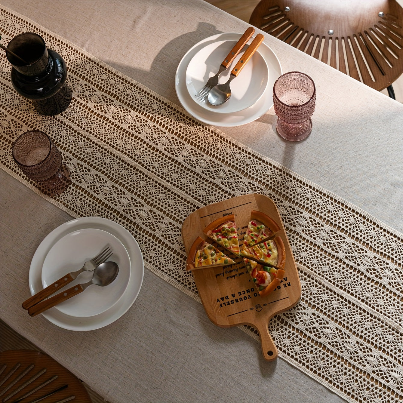 Nappe en lin, nappe bohème purement faite à la main au crochet, nappe rétro en chanvre à empiècement ajouré beige avec franges, adaptée pour table de Noël, pique-nique, décoration anti-poussière, décoration de pièce.
