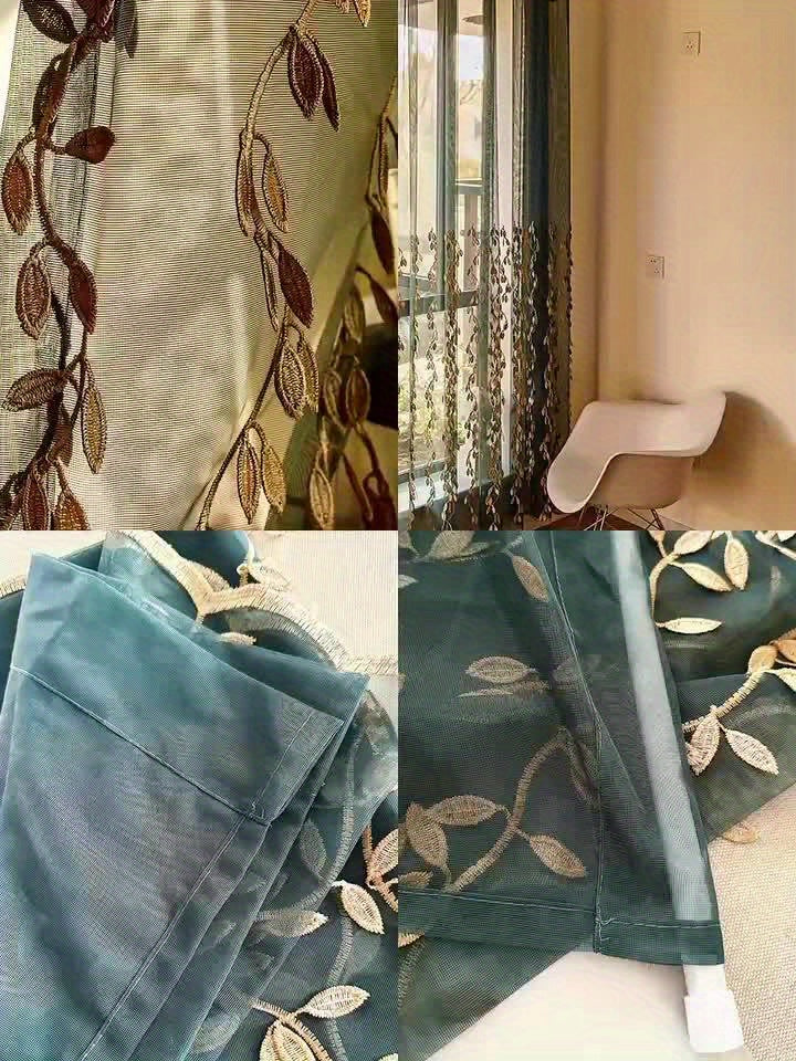 Rideau en dentelle style bohème à feuille dorée