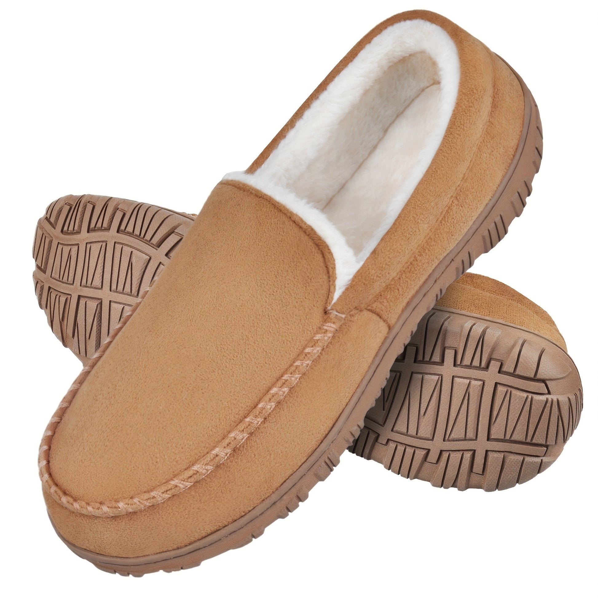 Mocassins/chaussons pour homme, en mousse mémoire douce, chaussons pour la chambre, maison, doublure en fleece chaude, antidérapants, pour intérieur et extérieur