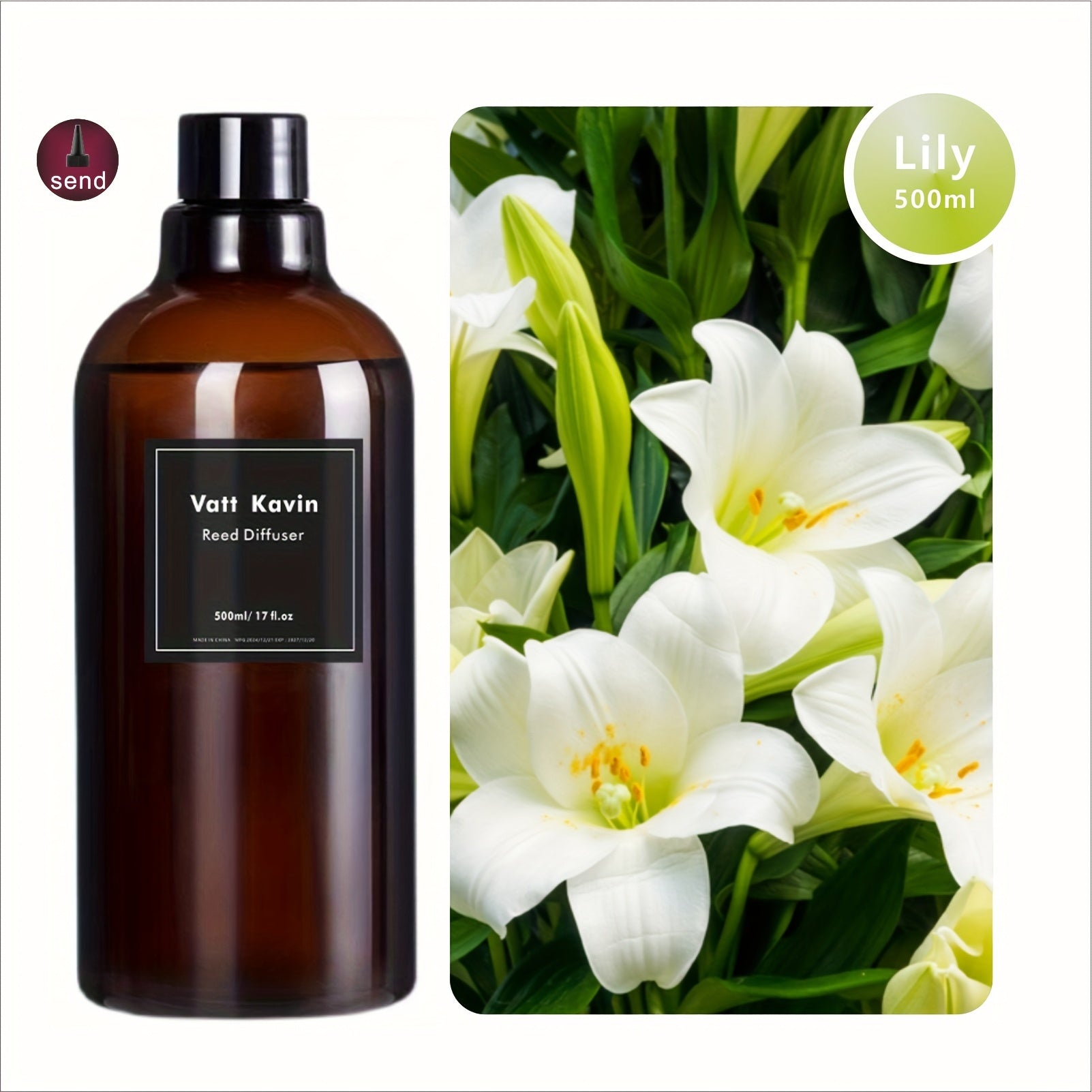 Recharge de grand flacon 500 ml pour diffuseur à bâtonnets – Mélange d’huiles essentielles hydrosolubles à base de rose, jasmin, lavande, pêche, citron, sauge et bien plus – Parfait pour sublimer l’air ambiant.