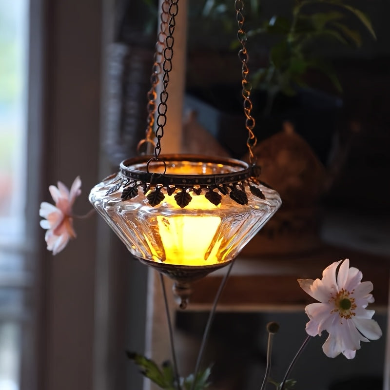 Vase Bougeoir Vintage en Verre – Élégante Suspension Décorative pour la Maison, Parfaite pour les Mariages et les Thèmes de Conte de Fées , Ornement de Jardin  Bougeoir Vintage