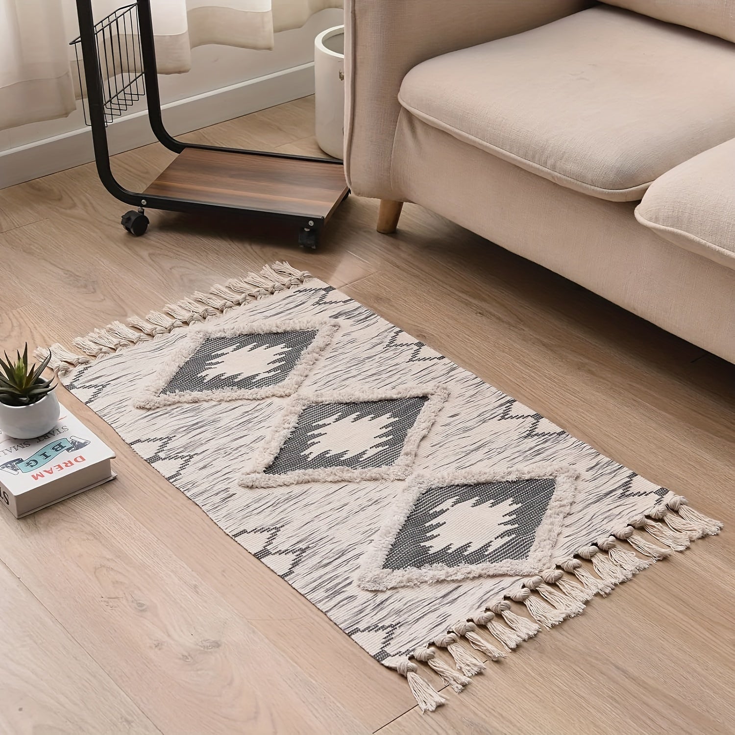Tapis de salle de bain bohème à pampilles