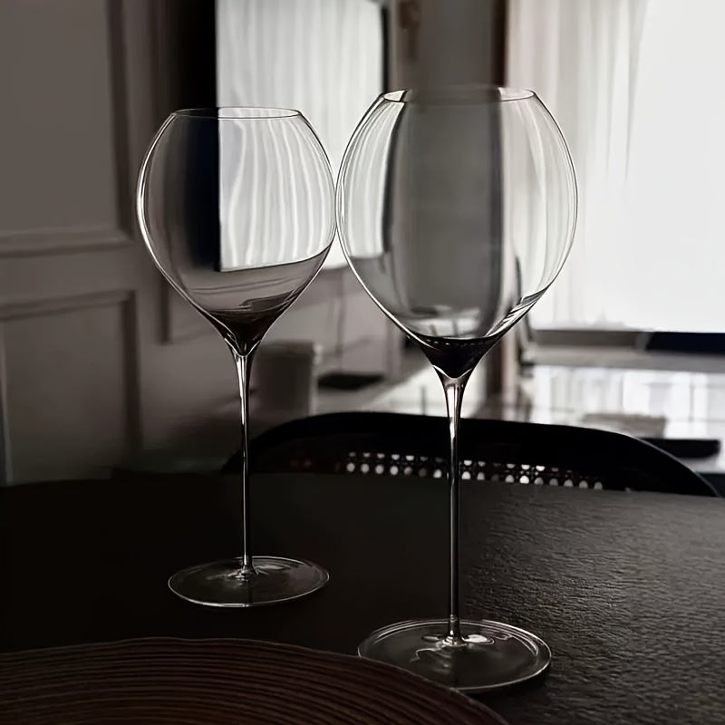 Verres à vin soufflés à la bouche 520 ml– Ensemble universel de 4 verres en cristal à bulles premium façonnés à la main, tige ultra-fine, design monobloc sans soudure, légers et élégants