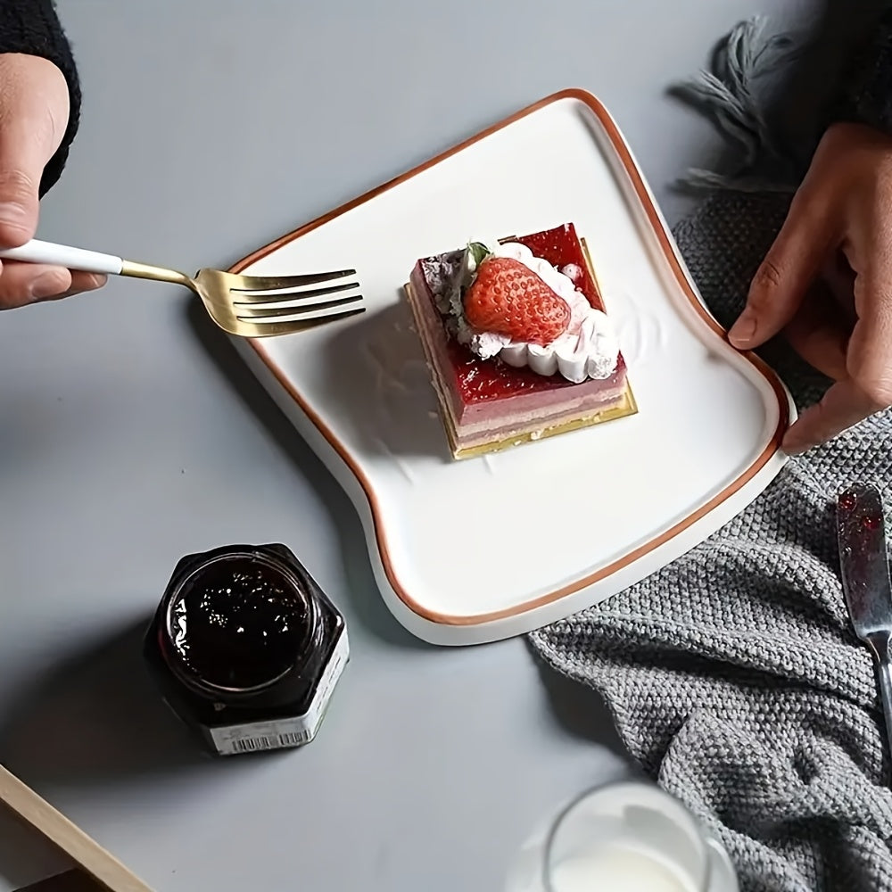 Ensemble de 5 pièces, assiettes en céramique pour le petit-déjeuner, le dessert, le pain, la maison — assiette à steak, assiette à pâtes, adaptées pour le steak, le pain, les pâtes et les sushis.