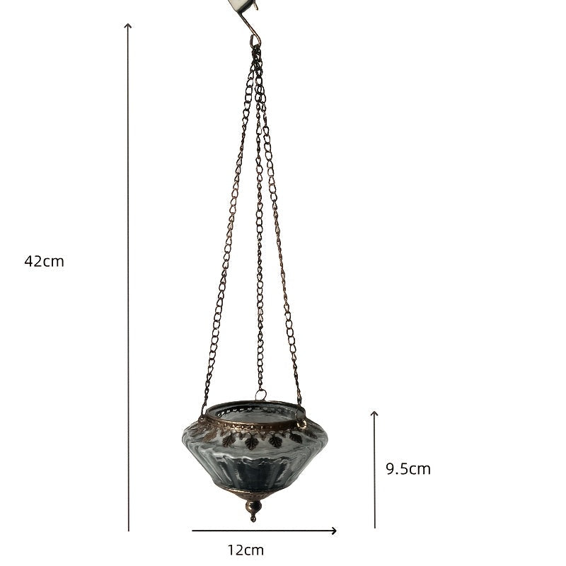 Vase Bougeoir Vintage en Verre – Élégante Suspension Décorative pour la Maison, Parfaite pour les Mariages et les Thèmes de Conte de Fées , Ornement de Jardin  Bougeoir Vintage
