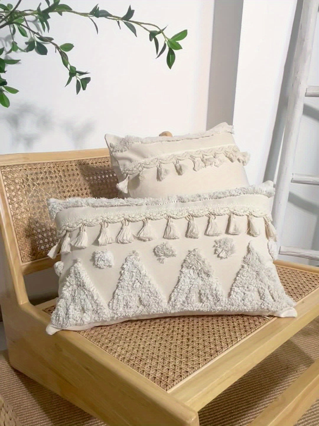 Housses de coussins décoratives en corde au style bohème rétro, conçues avec une technologie de tuftage. Parfaites pour le canapé, la chambre ou le salon.