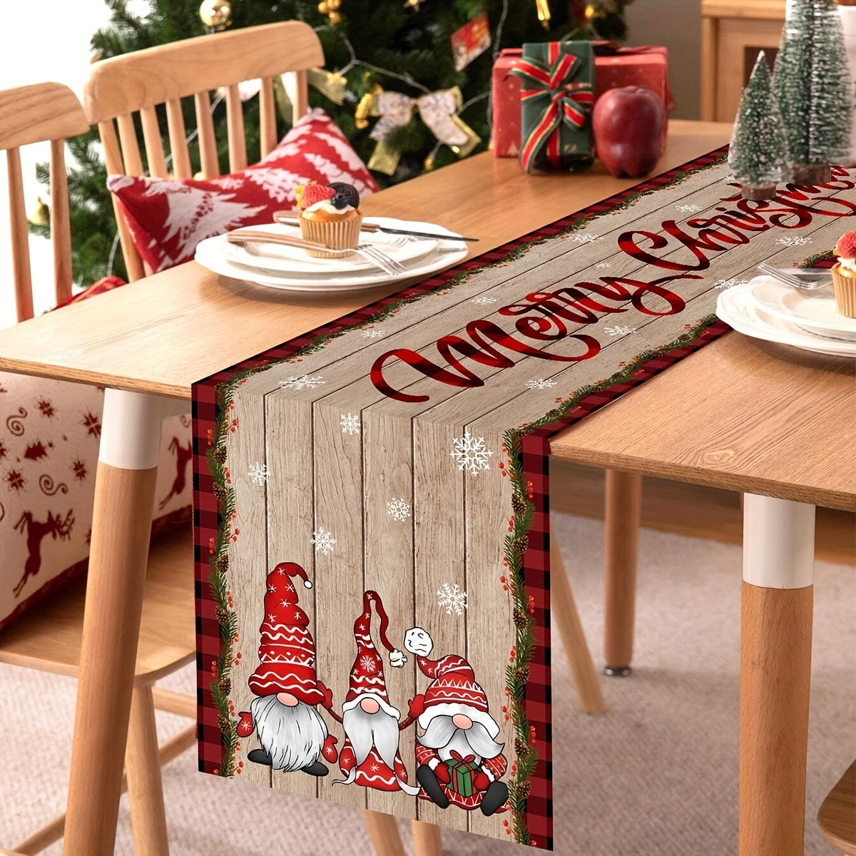 Chemin de table de Noël rustique