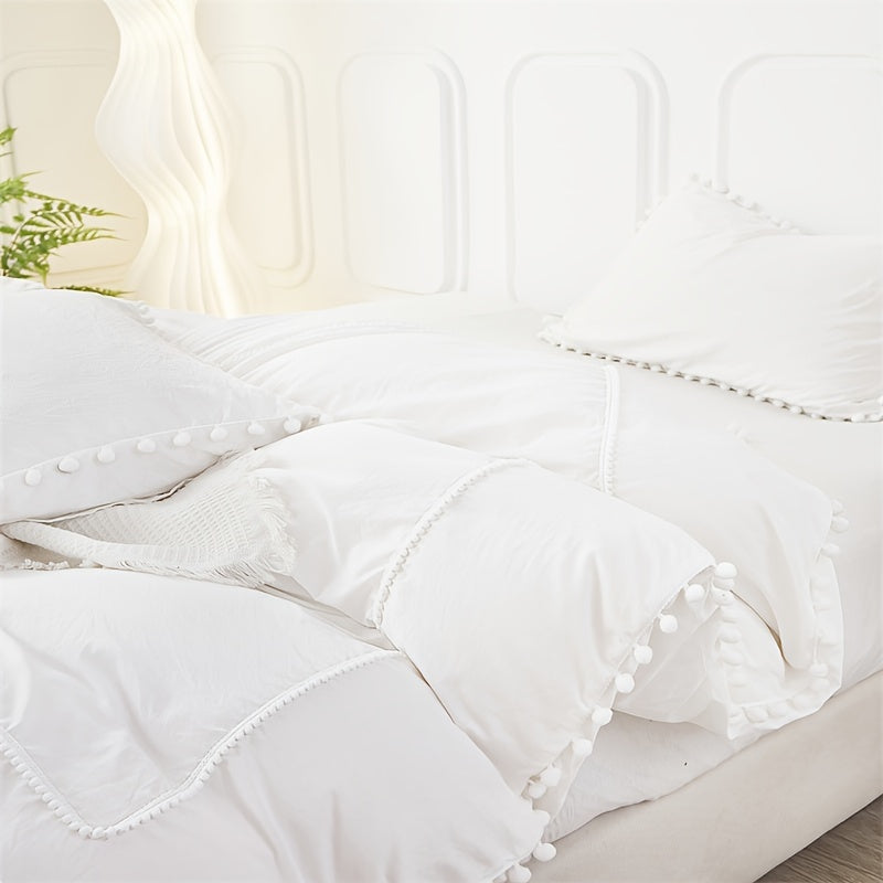 Parure de lit française charmante toutes saisons avec pompons