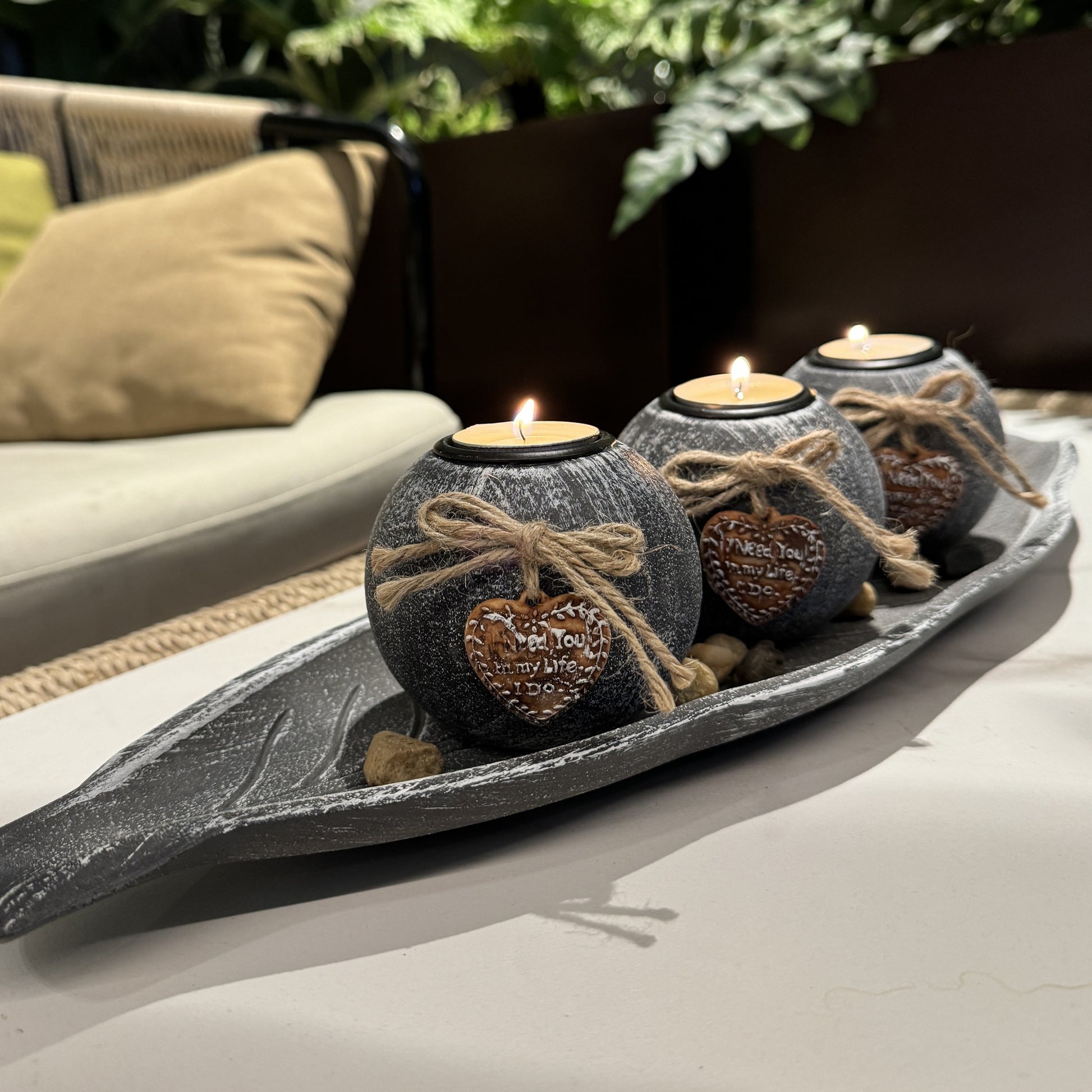 Ensemble rustique de bougeoirs en bois pour bougies , finition thermolaquée, décoration de table pour bureau, maison, mariage, anniversaire ou fête des mères