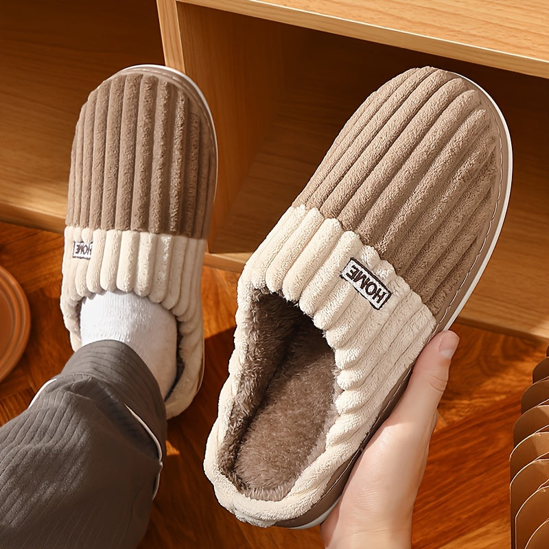Pantoufles d’hiver en peluche pour homme, grandes tailles, chaussures fourrées unisexes.