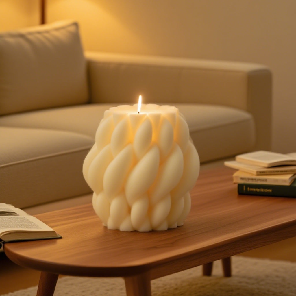 Bougie Art Géométrique – Décoration d’intérieur moderne et minimaliste, mélange de cire de soja et de paraffine, parfum vanille , bougie décorative