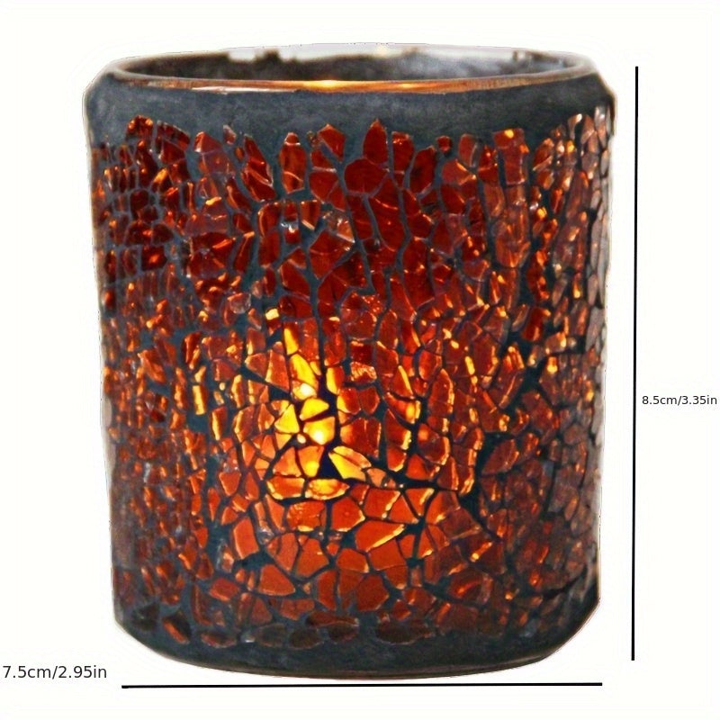 Photophore Élégant en Verre Ambré, Design Mosaïque sur Pied – Idéal pour une Déco Romantique, Dîners aux Chandelles et Cadeaux Festifs