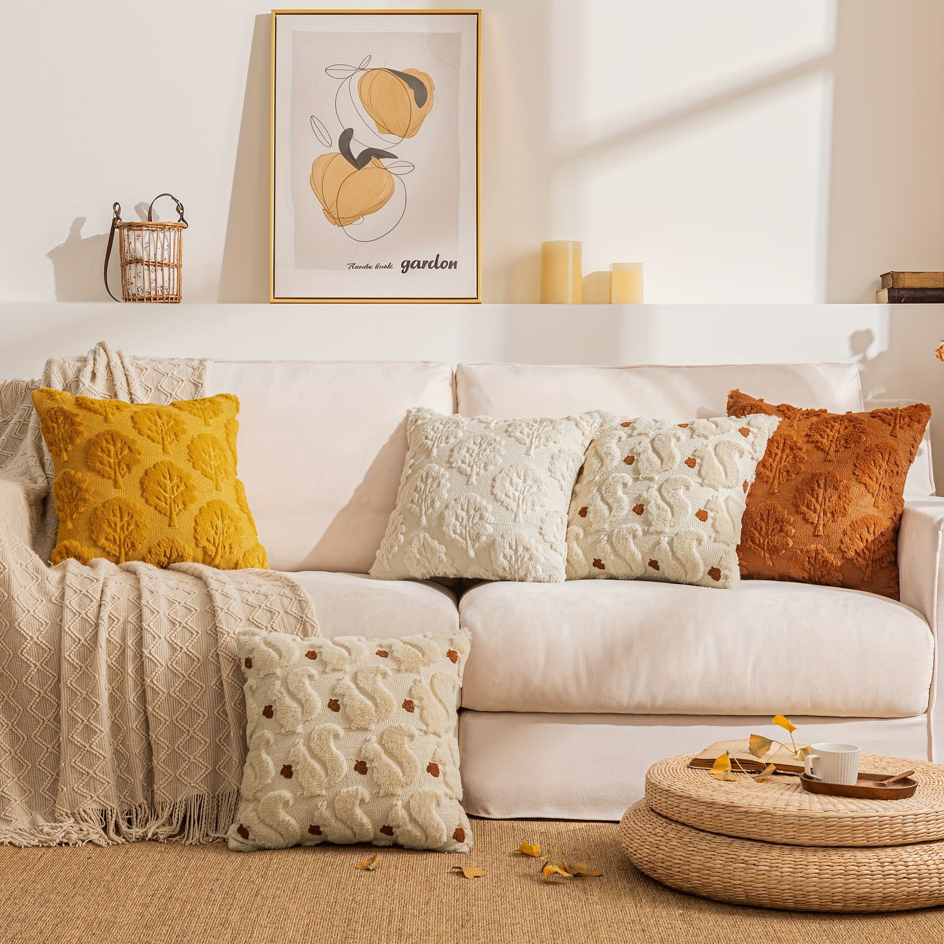Housses de coussin d’automne en fausse fourrure douce , parfaites pour le canapé, le salon ou la chambre ; coussins non inclus.