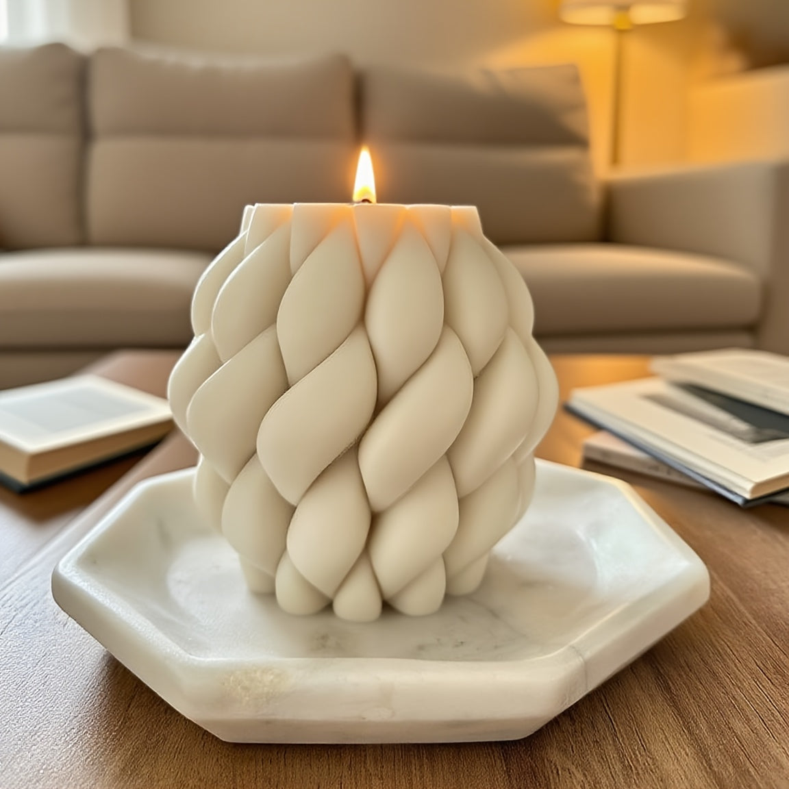 Bougie Art Géométrique – Décoration d’intérieur moderne et minimaliste, mélange de cire de soja et de paraffine, parfum vanille , bougie décorative