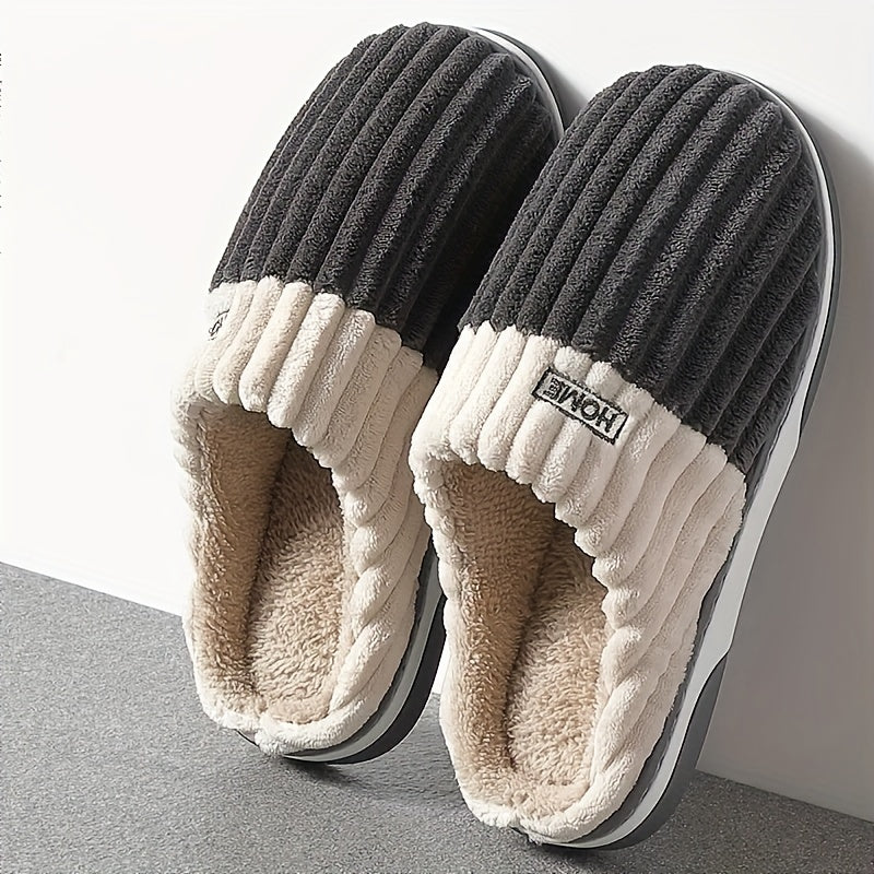 Pantoufles d’hiver en peluche pour homme, grandes tailles, chaussures fourrées unisexes.