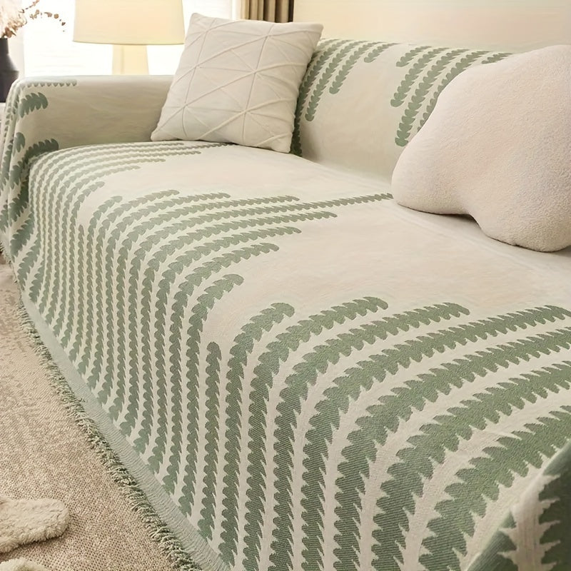 Housse de canapé en chenille et franges