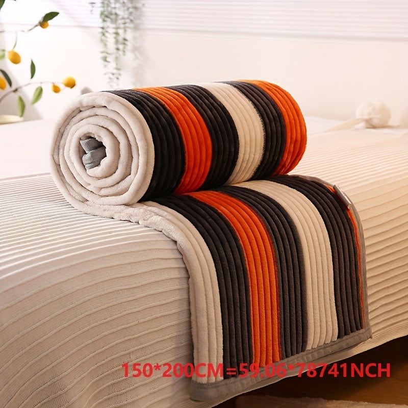 Couverture à carreaux simple de couleur unie, fine et fraîche, en polaire épaisse doublée de velours, couverture multifonctionnelle, idéale pour la sieste ou comme couverture légère pour la climatisation.
