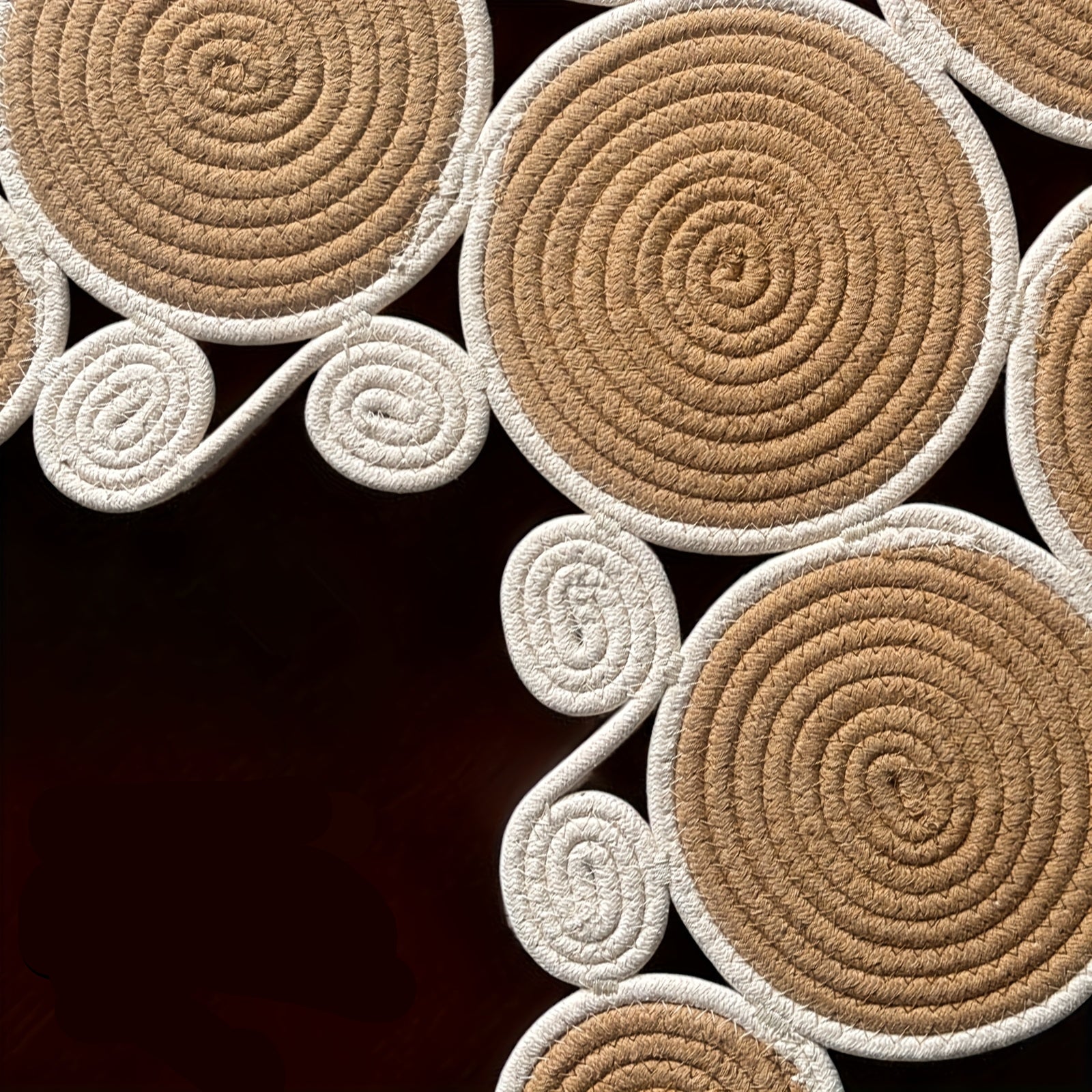 Ensemble de Tapis de Sol en Lin Tissé Main Style Bohème - Antidérapant et Lavable