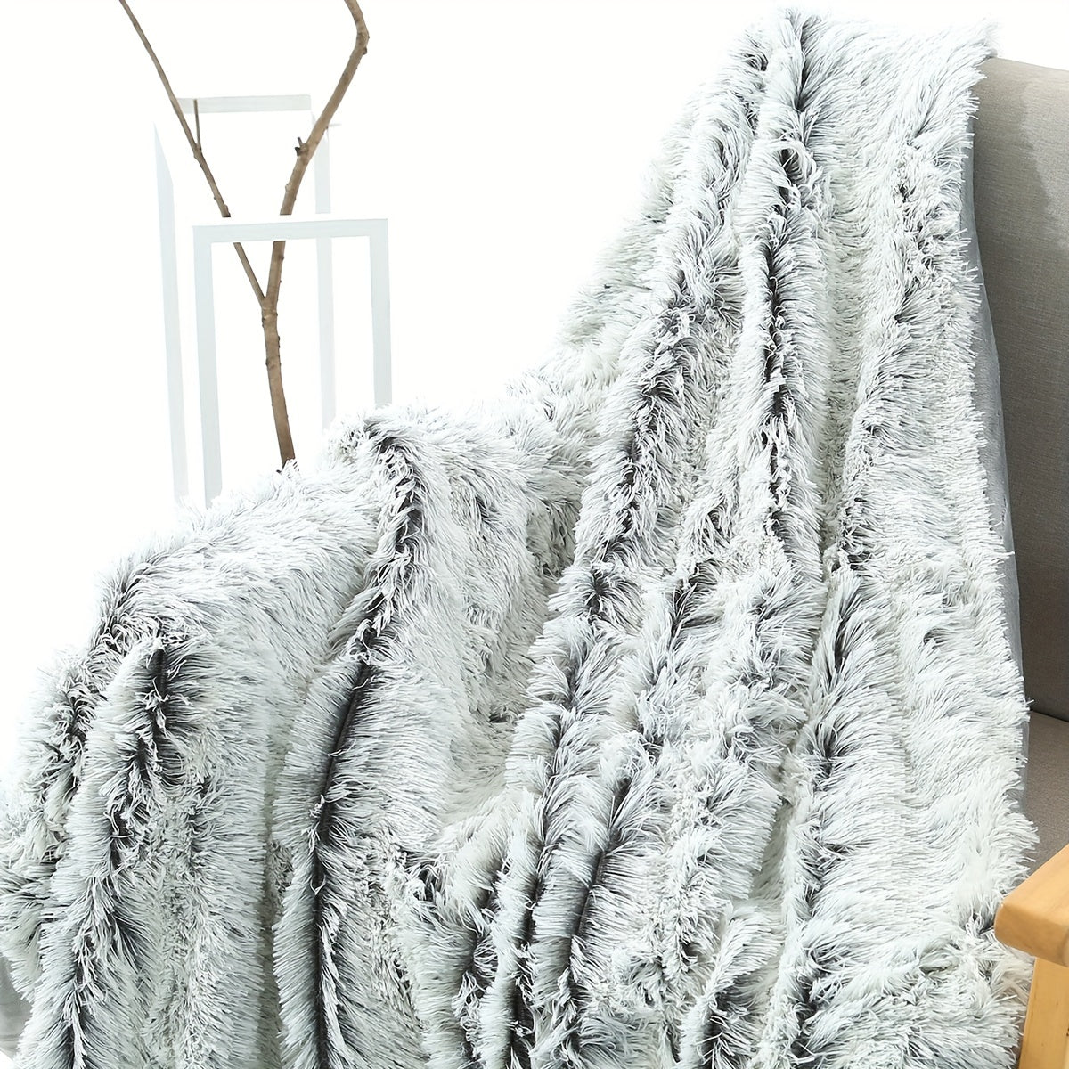 Couverture en fausse fourrure luxueuse de style français – Plaid décoratif polyvalent en polyester doux pour lit, canapé et voiture – Couverture tissée toutes saisons, chaude et confortable pour la maison et le bureau