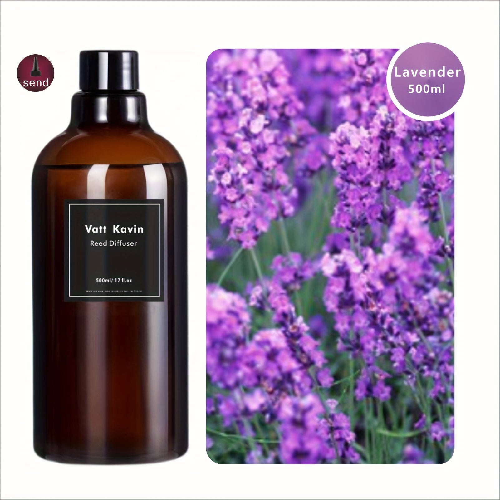 Recharge de grand flacon 500 ml pour diffuseur à bâtonnets – Mélange d’huiles essentielles hydrosolubles à base de rose, jasmin, lavande, pêche, citron, sauge et bien plus – Parfait pour sublimer l’air ambiant.