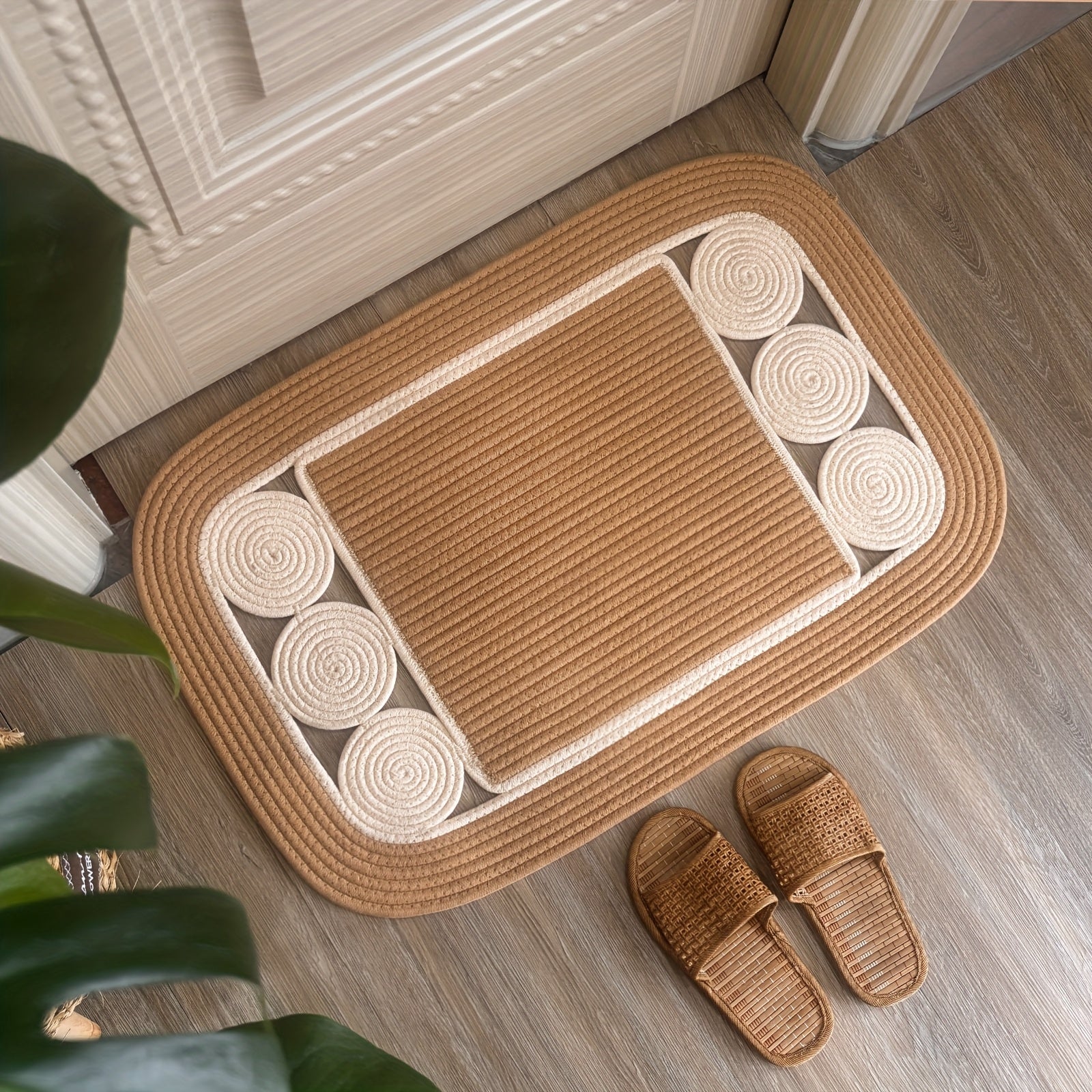 Ensemble de Tapis de Sol en Lin Tissé Main Style Bohème - Antidérapant et Lavable