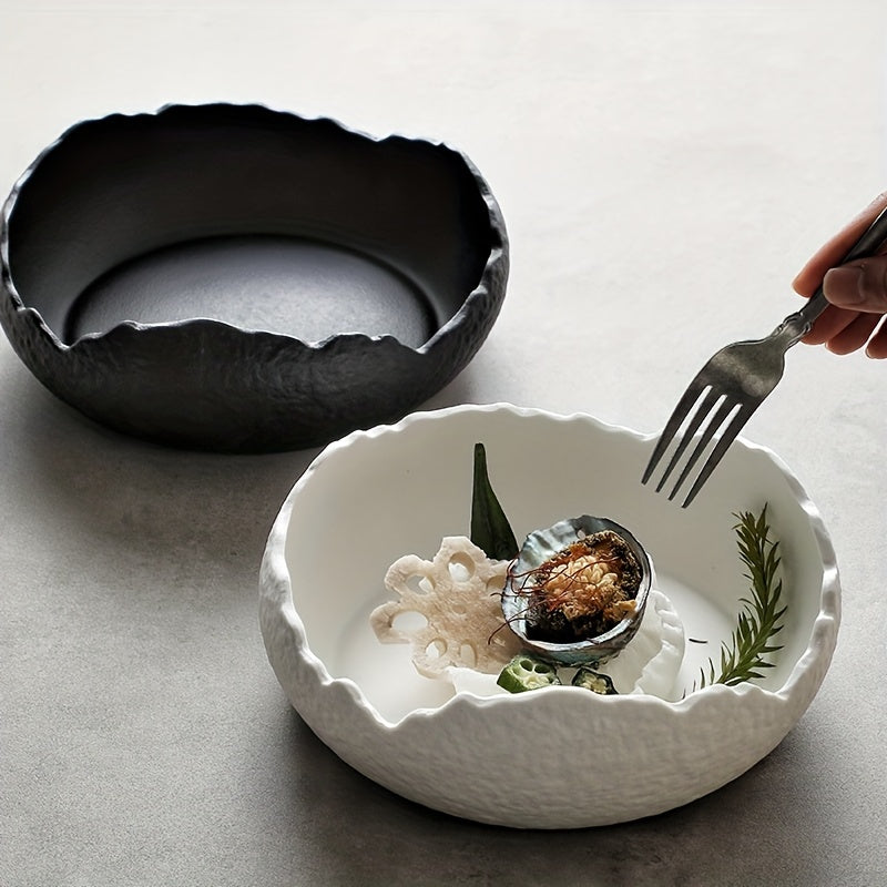 assiette froide et bol en céramique, assiette à sashimi, assiette créative pour cuisine occidentale, restaurant d’hôtel, assiette à disposition irrégulière, fusion haut de gamme entre plats et vaisselle, décoration de table