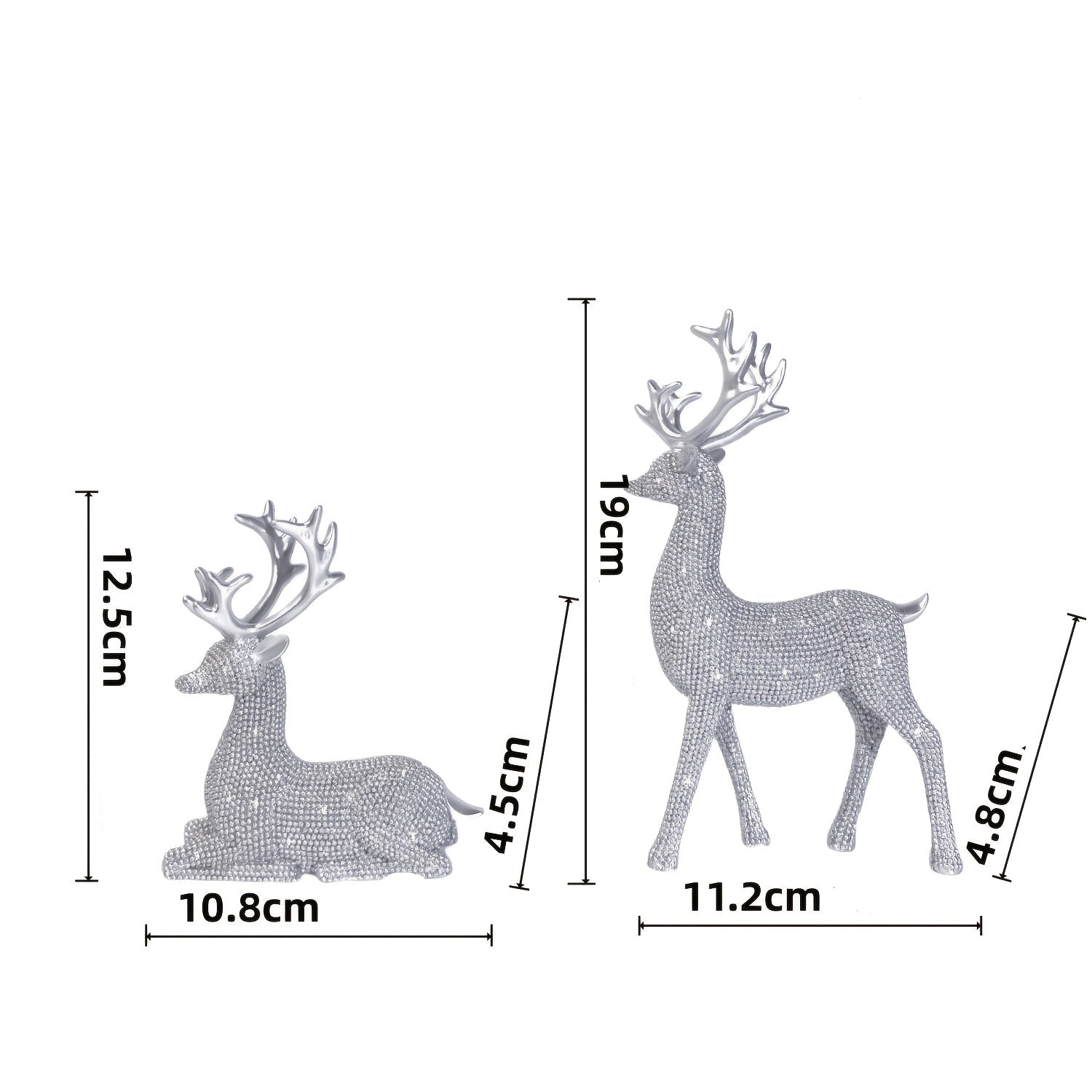 Lot de 2 rennes de Noël scintillants avec perle