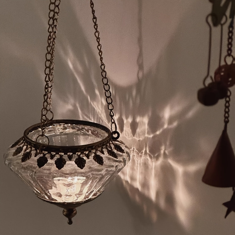 Vase Bougeoir Vintage en Verre – Élégante Suspension Décorative pour la Maison, Parfaite pour les Mariages et les Thèmes de Conte de Fées , Ornement de Jardin  Bougeoir Vintage