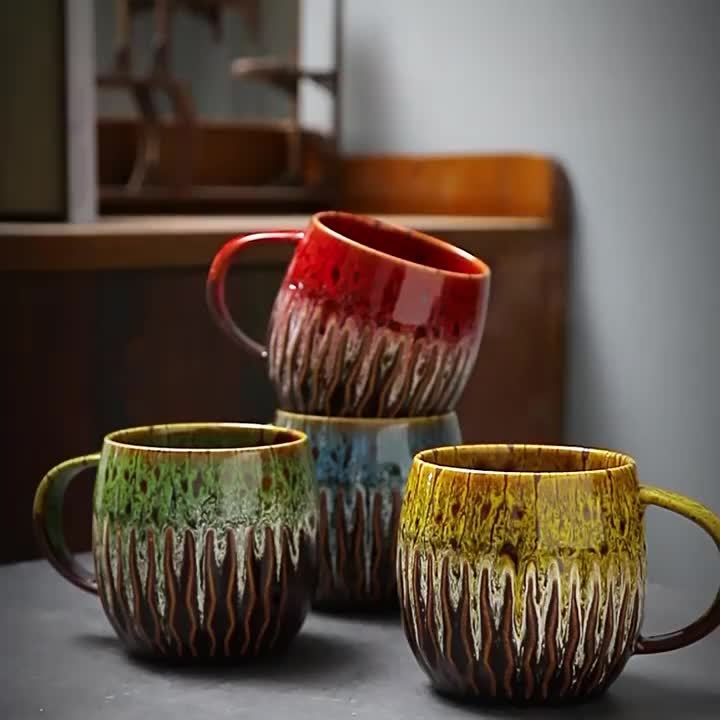Grande tasse à café de 600 ml avec glaçure marbrée