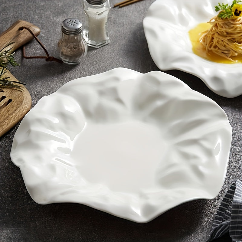 Assiette de service en céramique blanche élégante - Polyvalente pour pâtes, desserts et sushi - Parfaite pour la maison et le restaurant﻿