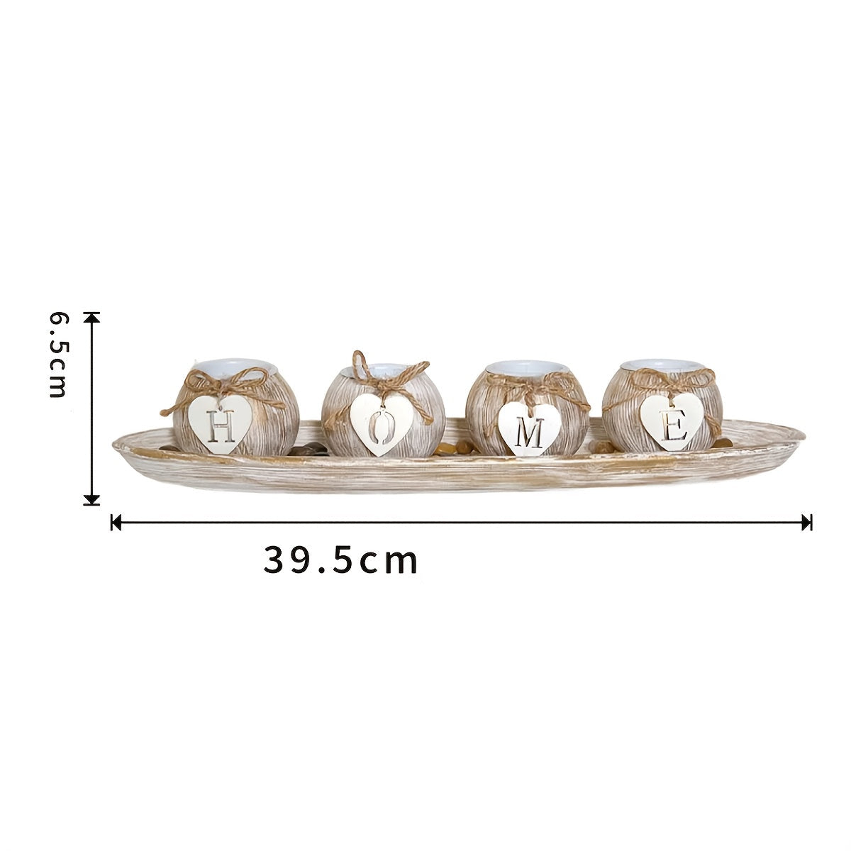 Ensemble de bougeoirs décoratifs HOME en bois artificiel effet marbre blanc et doré – Centre de table rustique style ferme, support élégant pour bougies  Set de chandeliers décoratifs avec lettres ajourées et finition pierre.