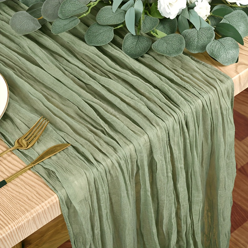 chemin de table plissé balinais atmosphérique, élégant chemin de table en mousseline uni,décoration de table à manger, décoration de pièce, décoration de mariage