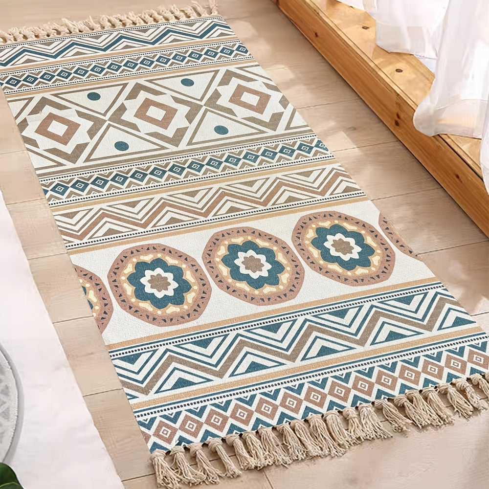 Tapis décoratif bohème à motif géométrique