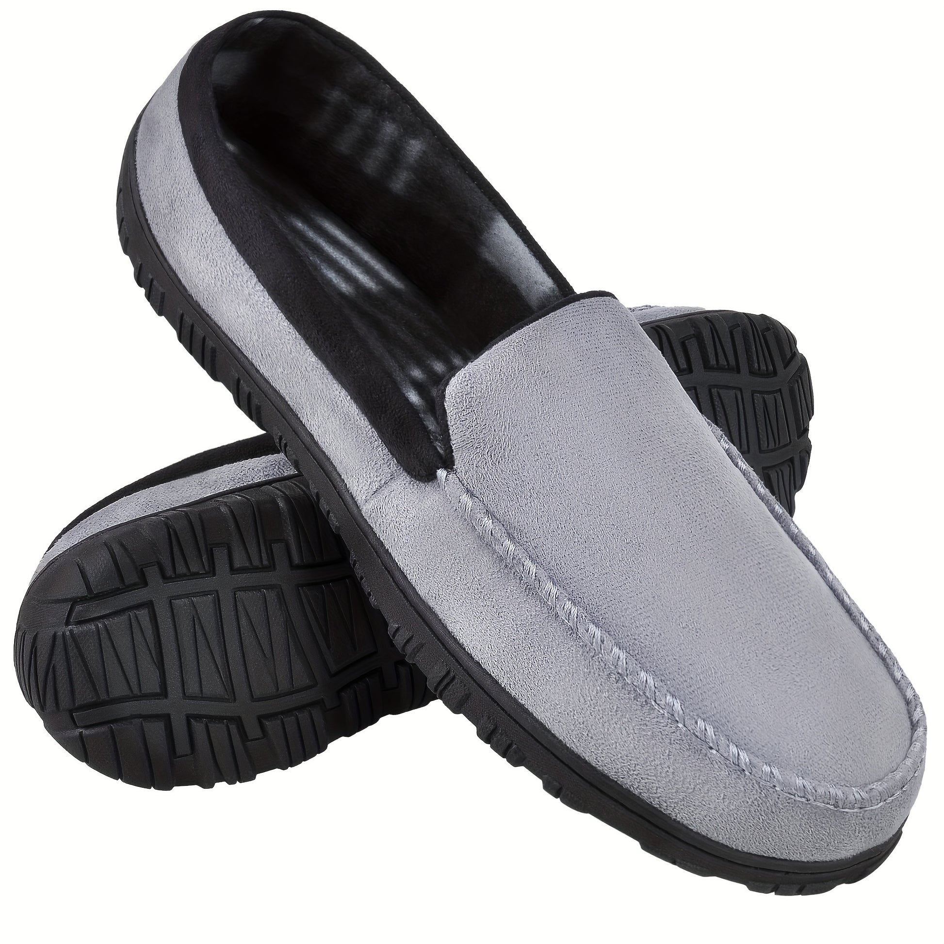 Pantoufles mocassin pour homme avec mémoire de forme, chaussure d'intérieur et d'extérieur avec semelle en caoutchouc.