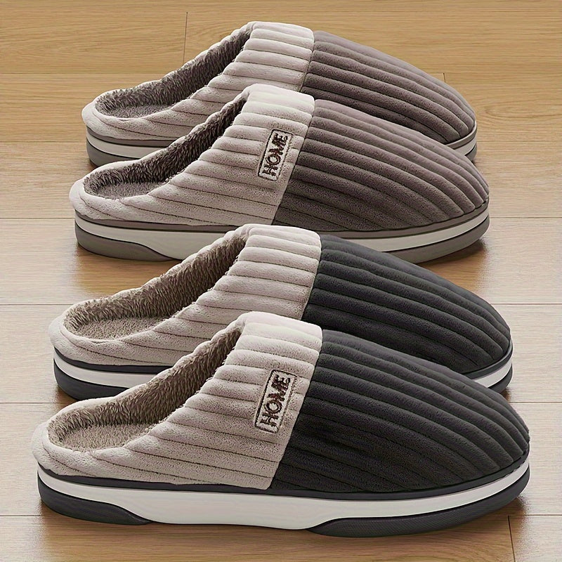 Pantoufles d’hiver en peluche pour homme, grandes tailles, chaussures fourrées unisexes.
