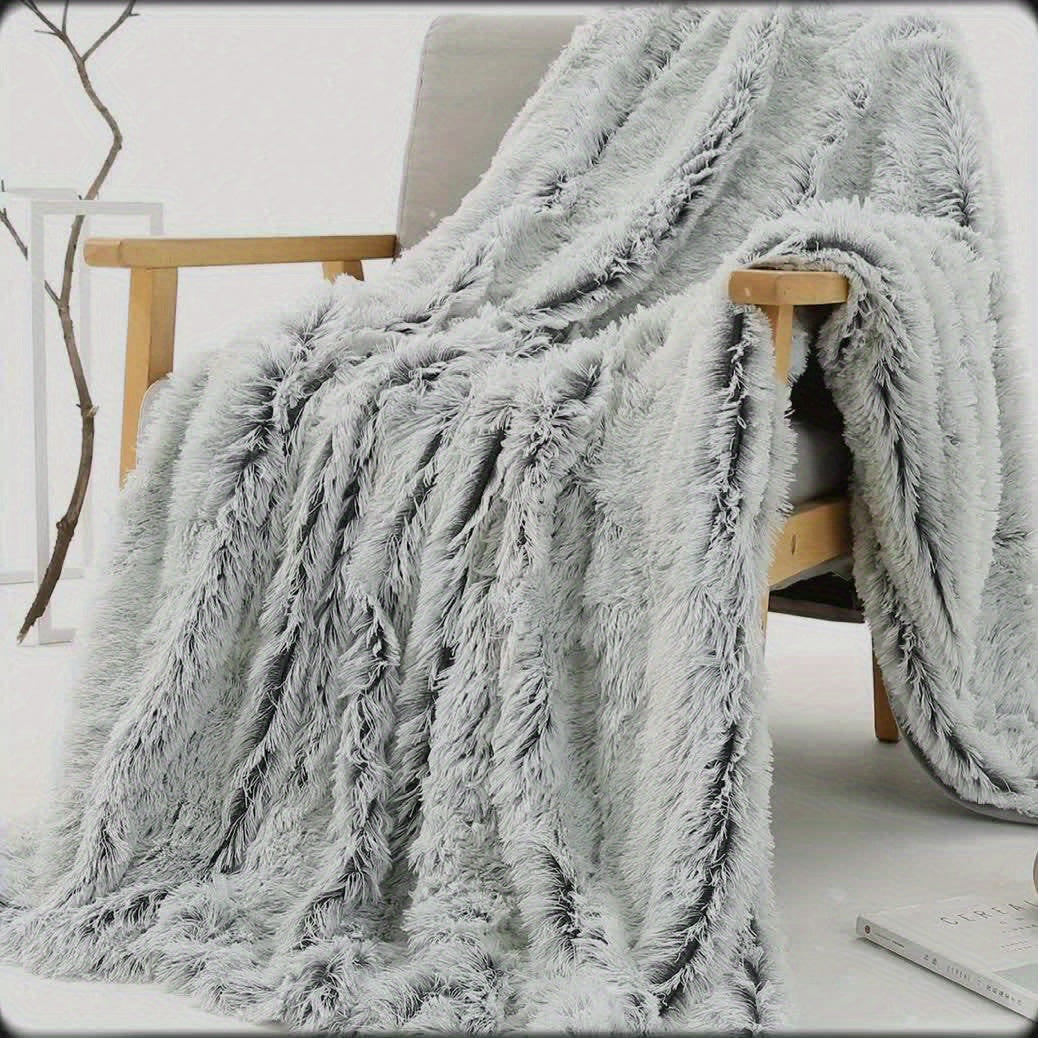 Couverture en fausse fourrure luxueuse de style français – Plaid décoratif polyvalent en polyester doux pour lit, canapé et voiture – Couverture tissée toutes saisons, chaude et confortable pour la maison et le bureau