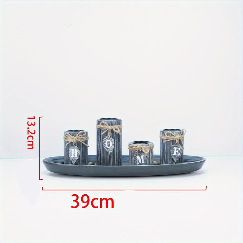 Ensemble de 1 support à bougie élégant en bois rustique – Accent de décoration romantique pour la maison, idéal pour les dîners, mariages et anniversaires – Présentoir de table polyvalent, parfait pour les célébrations saisonnières.