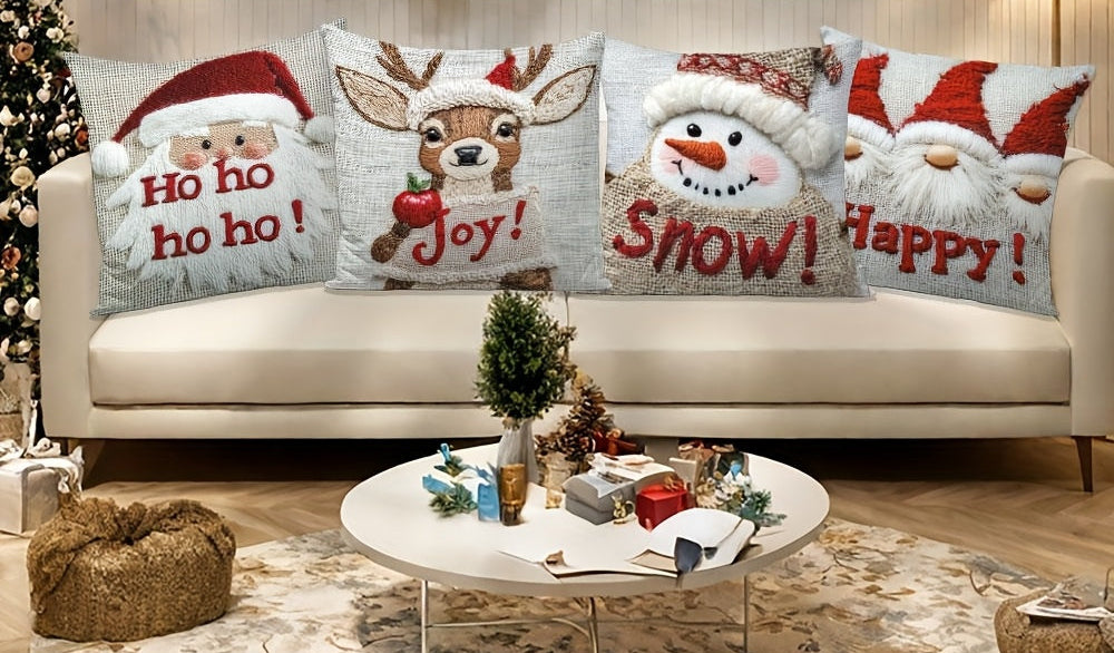 4 housses de coussins décoratifs festifs de Noël﻿