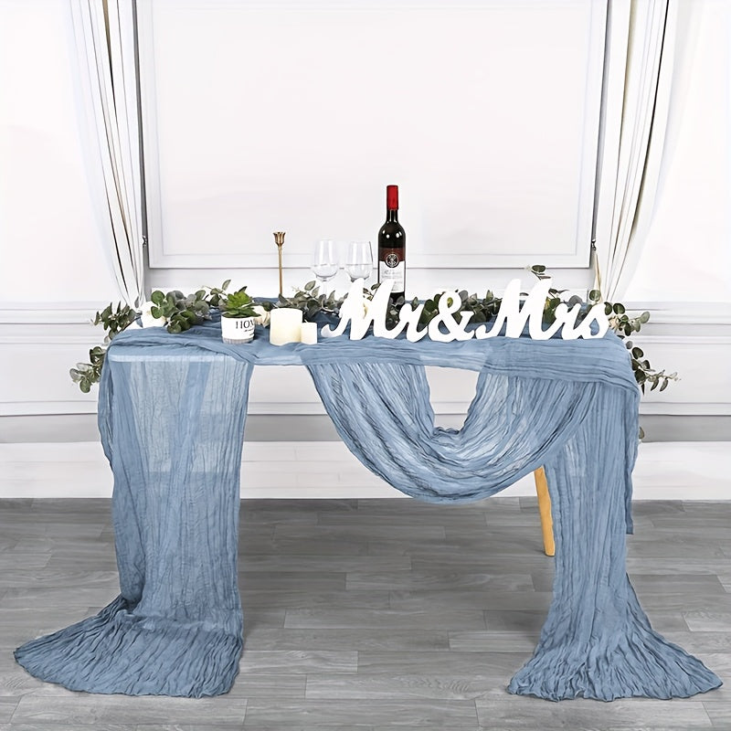 chemin de table plissé balinais atmosphérique, élégant chemin de table en mousseline uni,décoration de table à manger, décoration de pièce, décoration de mariage