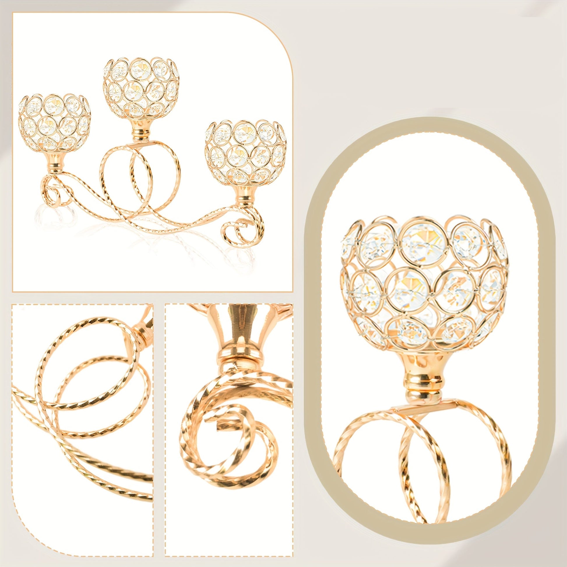 Porte-bougies élégant à trois bras en cristal avec pendentif – parfait pour les mariages, anniversaires, centres de table d’anniversaire et dîners romantiques – idéal pour la décoration intérieure, Halloween, Noël et le Nouvel An.