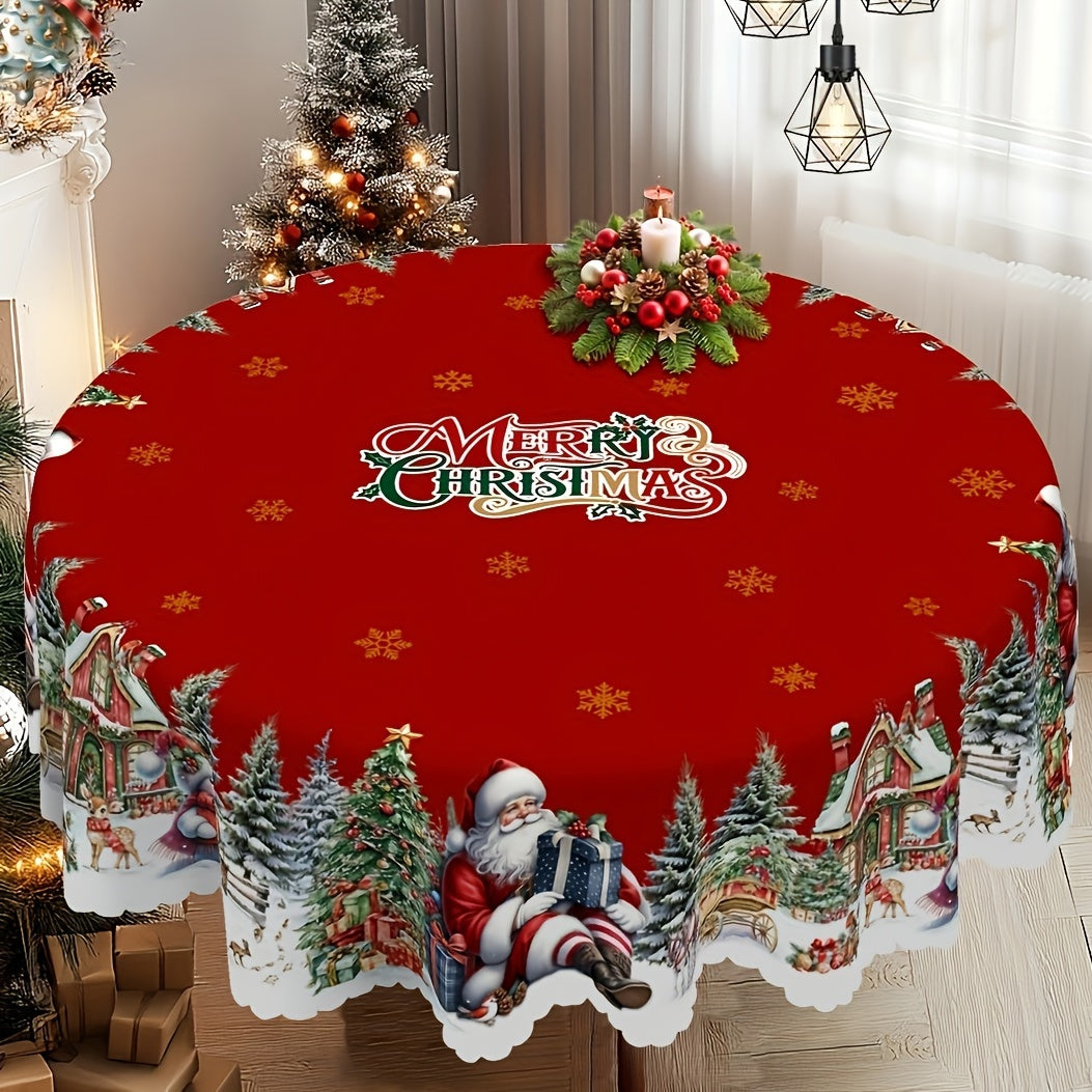 Nappes de Noël  rondes et rectangulaires, nappe à motifs Père Noël, bonhomme de neige et sapin