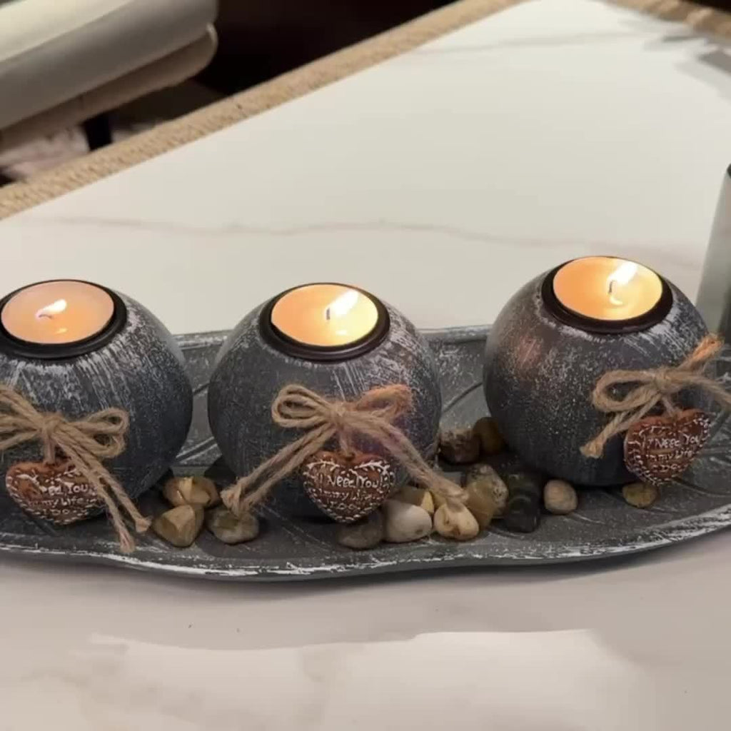 Ensemble rustique de bougeoirs en bois pour bougies , finition thermolaquée, décoration de table pour bureau, maison, mariage, anniversaire ou fête des mères