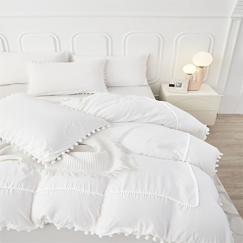 Parure de lit française charmante toutes saisons avec pompons