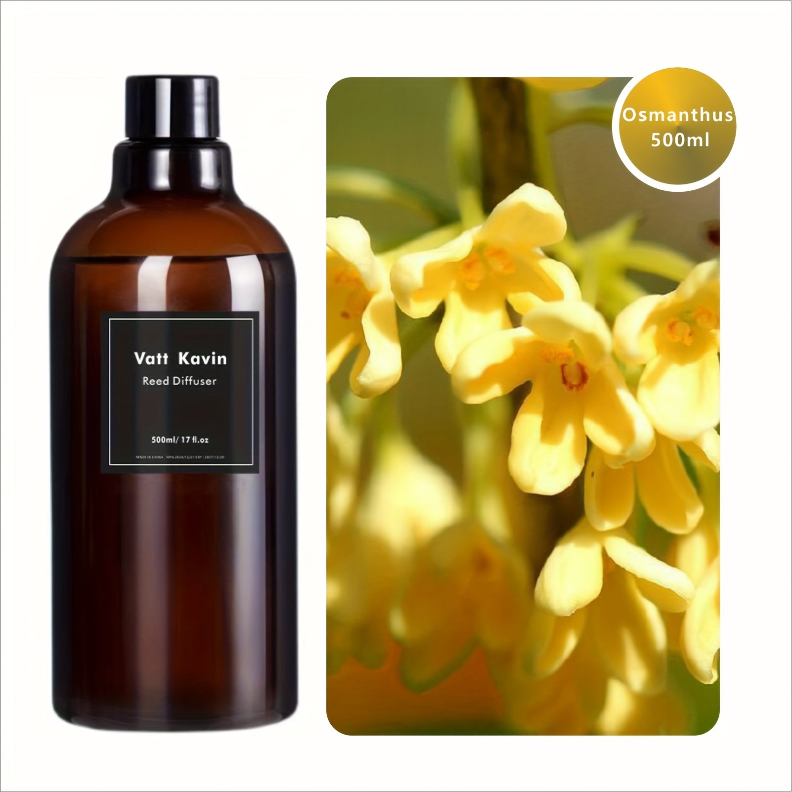 Recharge de grand flacon 500 ml pour diffuseur à bâtonnets – Mélange d’huiles essentielles hydrosolubles à base de rose, jasmin, lavande, pêche, citron, sauge et bien plus – Parfait pour sublimer l’air ambiant.