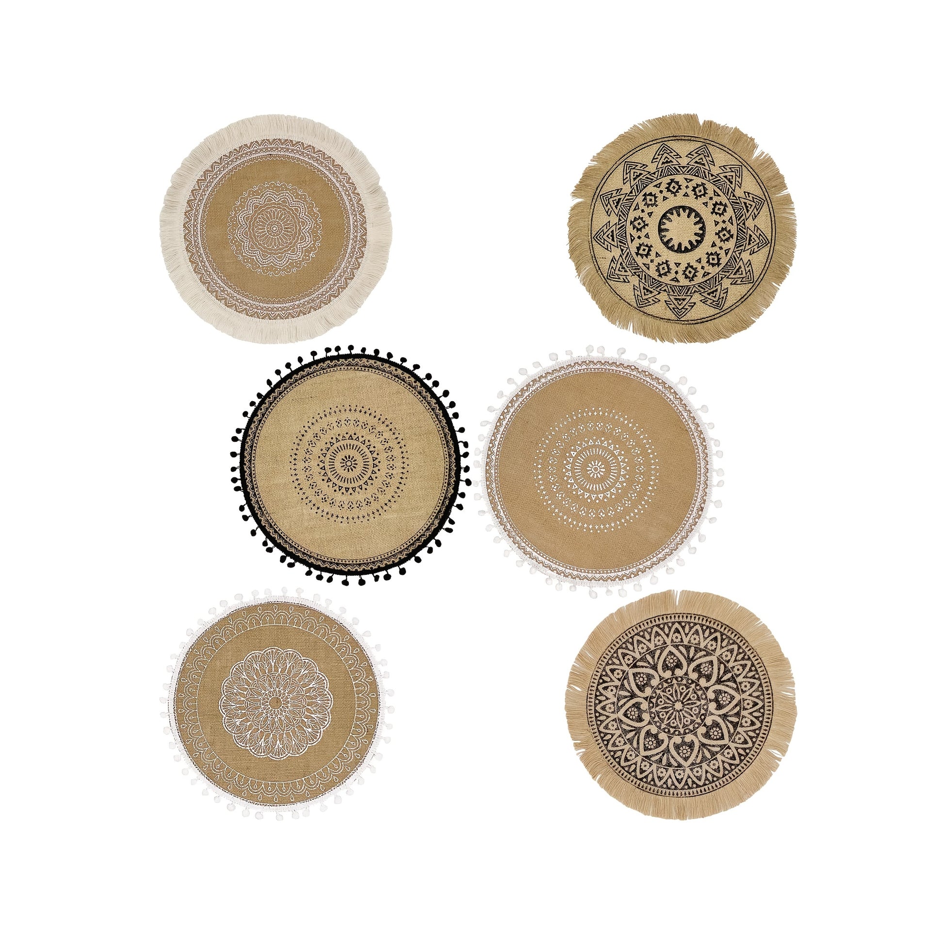 Sets de table ronds en macramé décoratif pour cuisine et salle à manger, décoration style ferme﻿
