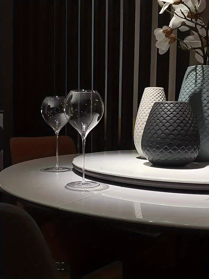Verres à vin soufflés à la bouche 520 ml– Ensemble universel de 4 verres en cristal à bulles premium façonnés à la main, tige ultra-fine, design monobloc sans soudure, légers et élégants