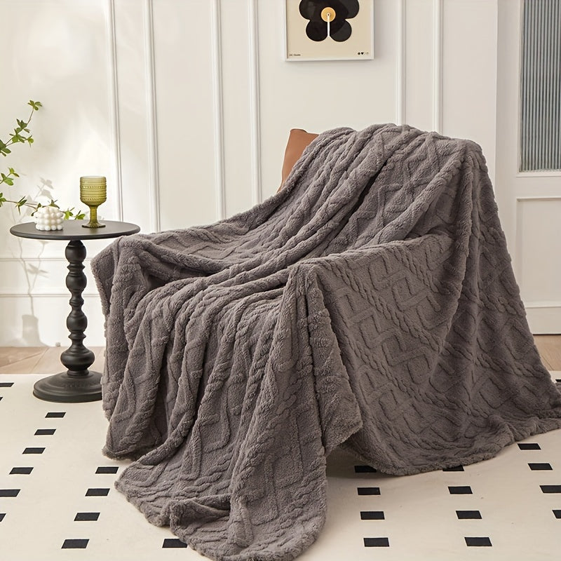 Couverture jacquard en taffetas à motif losange – 1 pièce, simple couche, double face, couverture multifonction pour climatisation, idéale pour canapé, lit ou bureau.