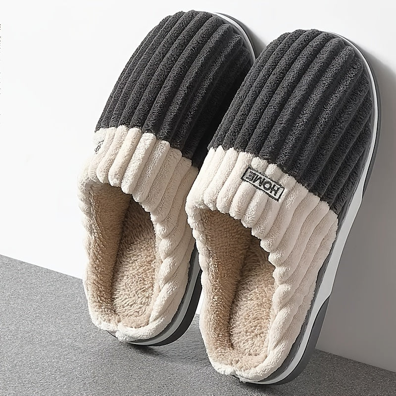 Pantoufles d’hiver en peluche pour homme, grandes tailles, chaussures fourrées unisexes.