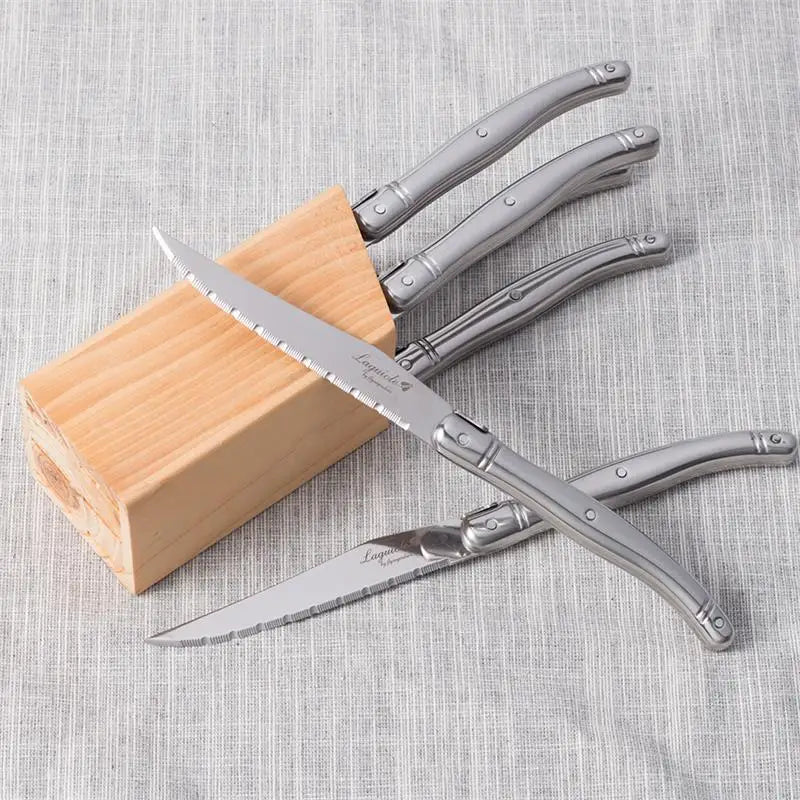 Couteaux à steak Laguiole 4 à 10 pièces – Lame dentelée tranchante, légère, de qualité supérieure, compatibles lave-vaisselle, ensemble de couteaux en acier inoxydable, argenterie pour restaurant.